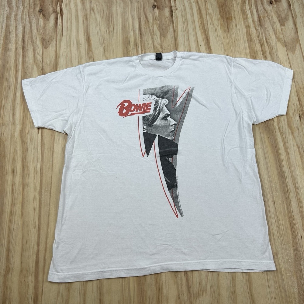 David Bowie Men's XL White T Shirt Short Sleeve Graphic Rock Music Vintage - Picture 1 of 7